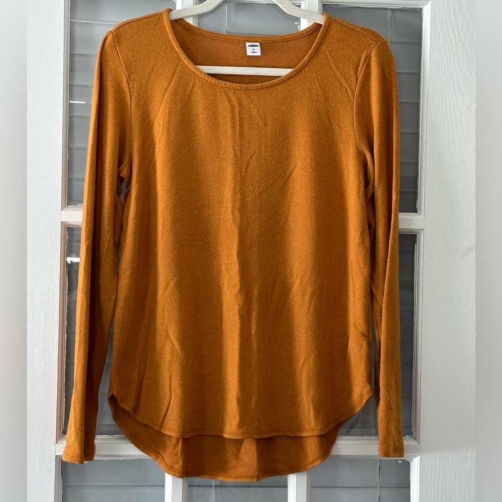 Old Navy Women's M Long Sleeve Burnt Orange Scoop Neck Knit Top | 0904